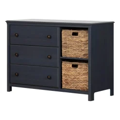 South Shore Chest with 3 Drawers and Baskets Cotton Candy - Blueberry