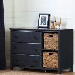 South Shore Chest with 3 Drawers and Baskets Cotton Candy - Blueberry