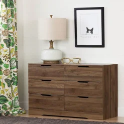 South Shore Chest with 6 Drawers Holland - Noyer Naturel