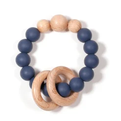Bulle Teething Toys>Clic-Clac Wood Rattle - Blueberry