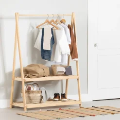 South Shore Clothes Rack with Storage Shelves - Sweedi Natural