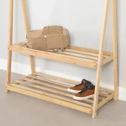 South Shore Clothes Rack with Storage Shelves - Sweedi Natural