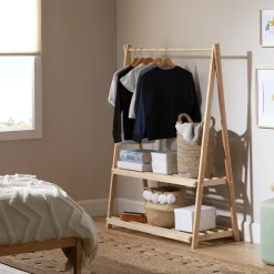 South Shore Clothes Rack with Storage Shelves - Sweedi Natural