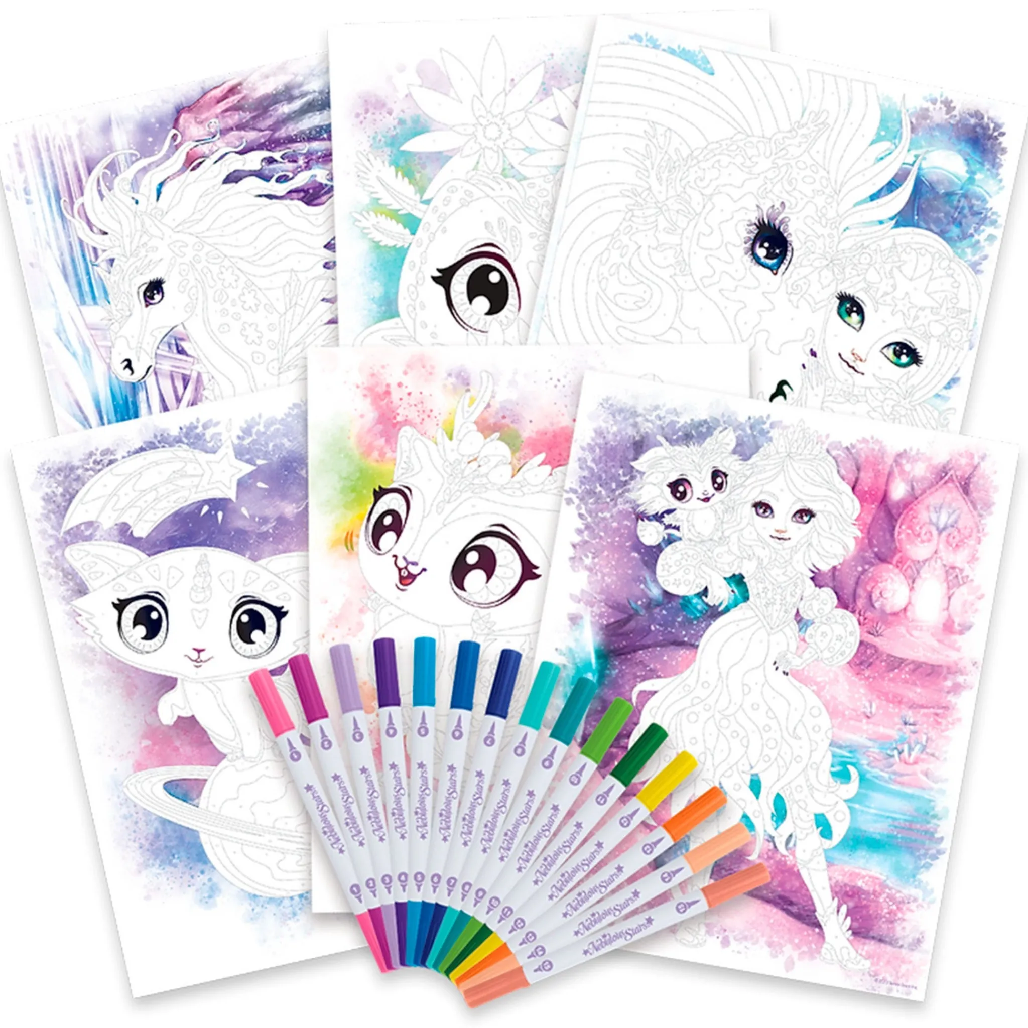 Kids Amuze Color By Number Book Set Nebulous Stars - Nenuphia & Lilya