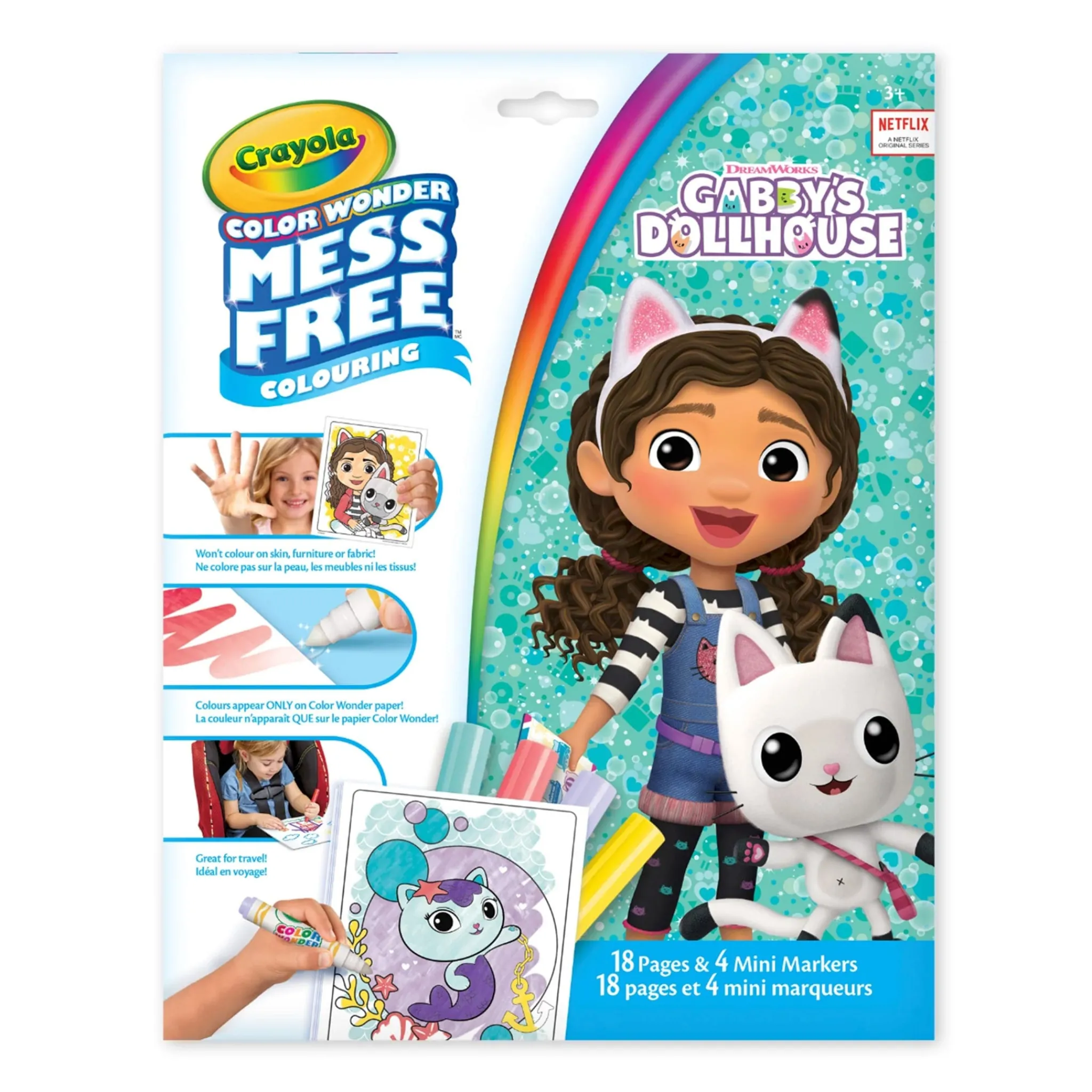 Kids Crayola Color Wonder Mess-Free Colouring Pages & Mini Markers - Gabby's Dollhouse