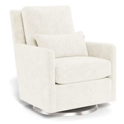Monte Como Rocking and Swivel Armchair - White Faux Sheepskin / Steel