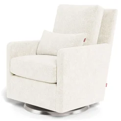 Monte Como Rocking and Swivel Armchair - White Faux Sheepskin / Steel