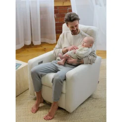 Monte Como Rocking and Swivel Armchair - White Faux Sheepskin / Steel
