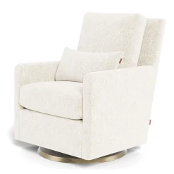 Monte Como Rocking and Swivel Armchair - White Faux Sheepskin / Gold