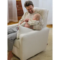 Monte Como Rocking and Swivel Armchair - White Faux Sheepskin / Gold