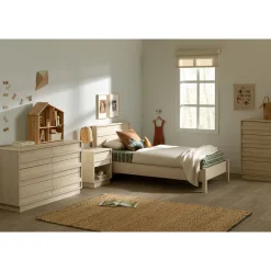 South Shore Complete Bed with Headboard - August Bleached Oak