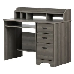 South Shore Desk>Computer Desk with Hutch - Versa Gray Maple