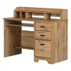 South Shore Computer Desk with Hutch - Versa Nordik Oak