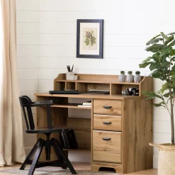 South Shore Computer Desk with Hutch - Versa Nordik Oak