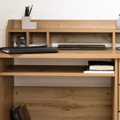 South Shore Computer Desk with Hutch - Versa Nordik Oak
