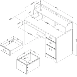 South Shore Computer Desk with Hutch - Versa Nordik Oak