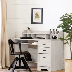 South Shore Desk>Computer Desk with Hutch - Versa Winter Oak