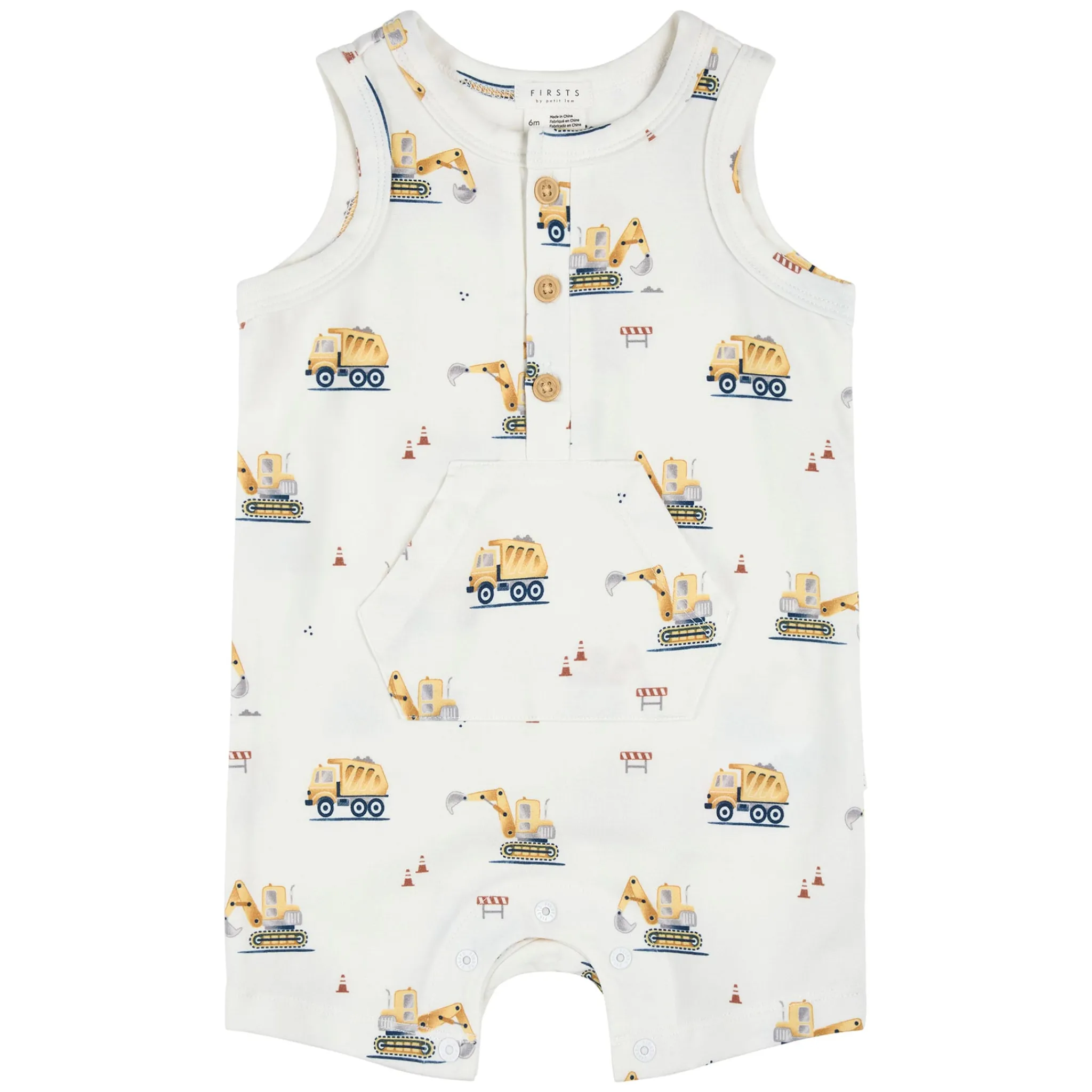 BOY Firsts par Petit Lem Construction Romper 3-24m