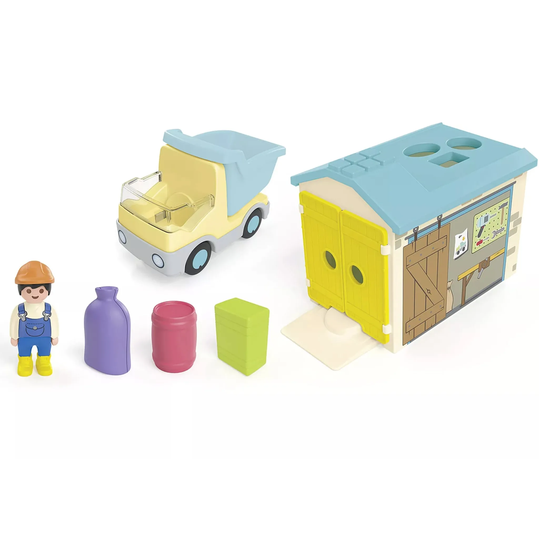 Kids Playmobil Assembly & Construction>Contruction Truck With Garage