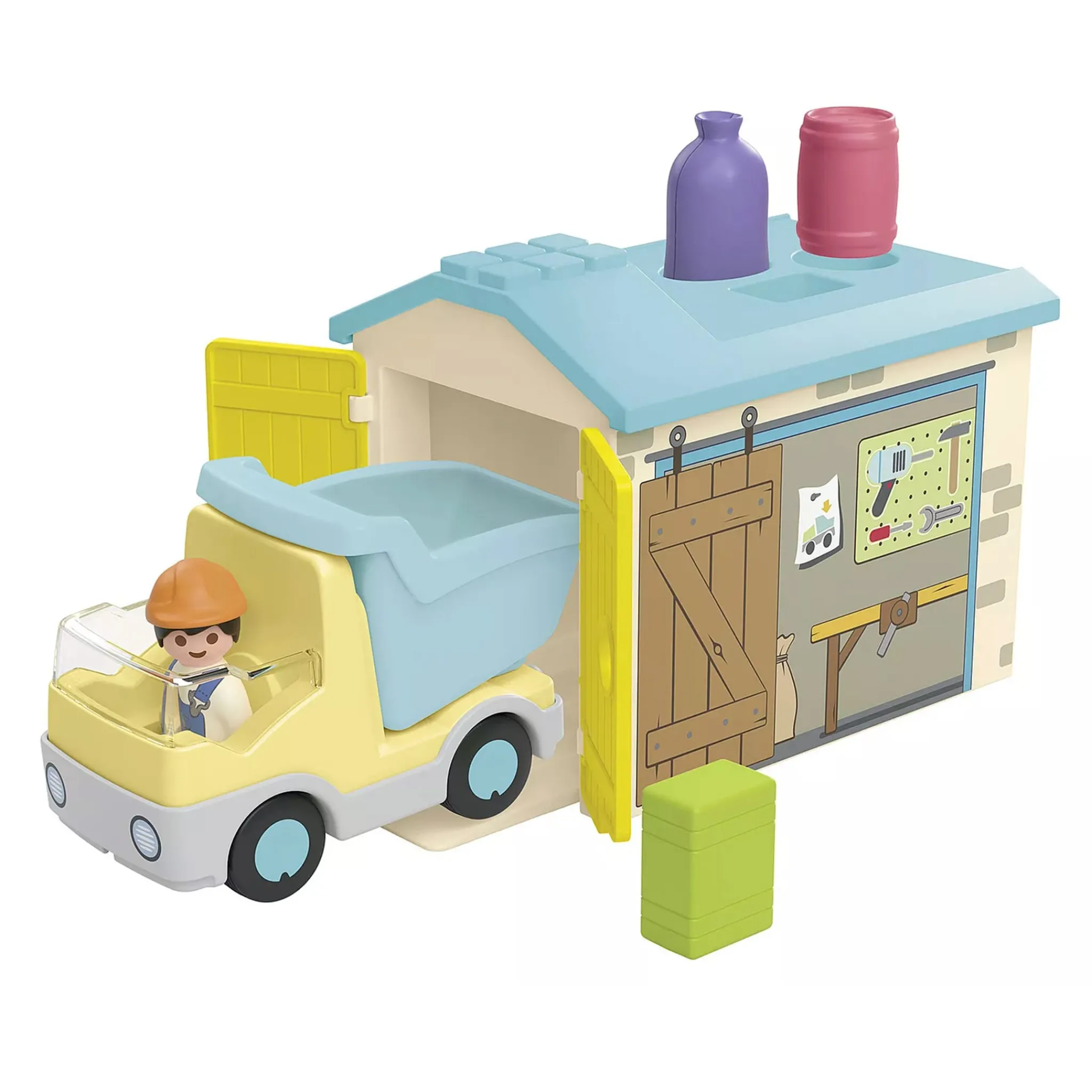 Kids Playmobil Assembly & Construction>Contruction Truck With Garage
