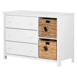 South Shore Cotton Candy 3-Drawer Dresser with Baskets - Pure White