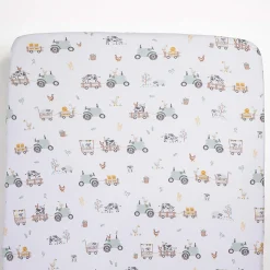 Kids Living Textiles Cotton Jersey Crib Fitted Sheet - Tractor Ride