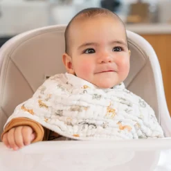 Aden + Anais Muslin Products|Nursing Covers>Cotton Muslin Burpy Bib - Giraffe Safari