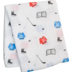 Kids Lulujo Blankets|Blankets>Cotton Muslin Swaddle - Hockey