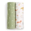 Kids Aden + Anais Blankets|Blankets>Cotton Muslin Swaddles (2) - Sage Woodland