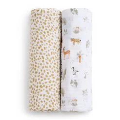 Kids Aden + Anais Cotton Muslin Swaddles (2) - Giraffe Safari