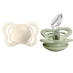 Bibs Pacifiers & Clips|Pacifiers & Clips>Couture Anatomical Pacifier 0-6m (2) - Ivory / Sage (Size 1)