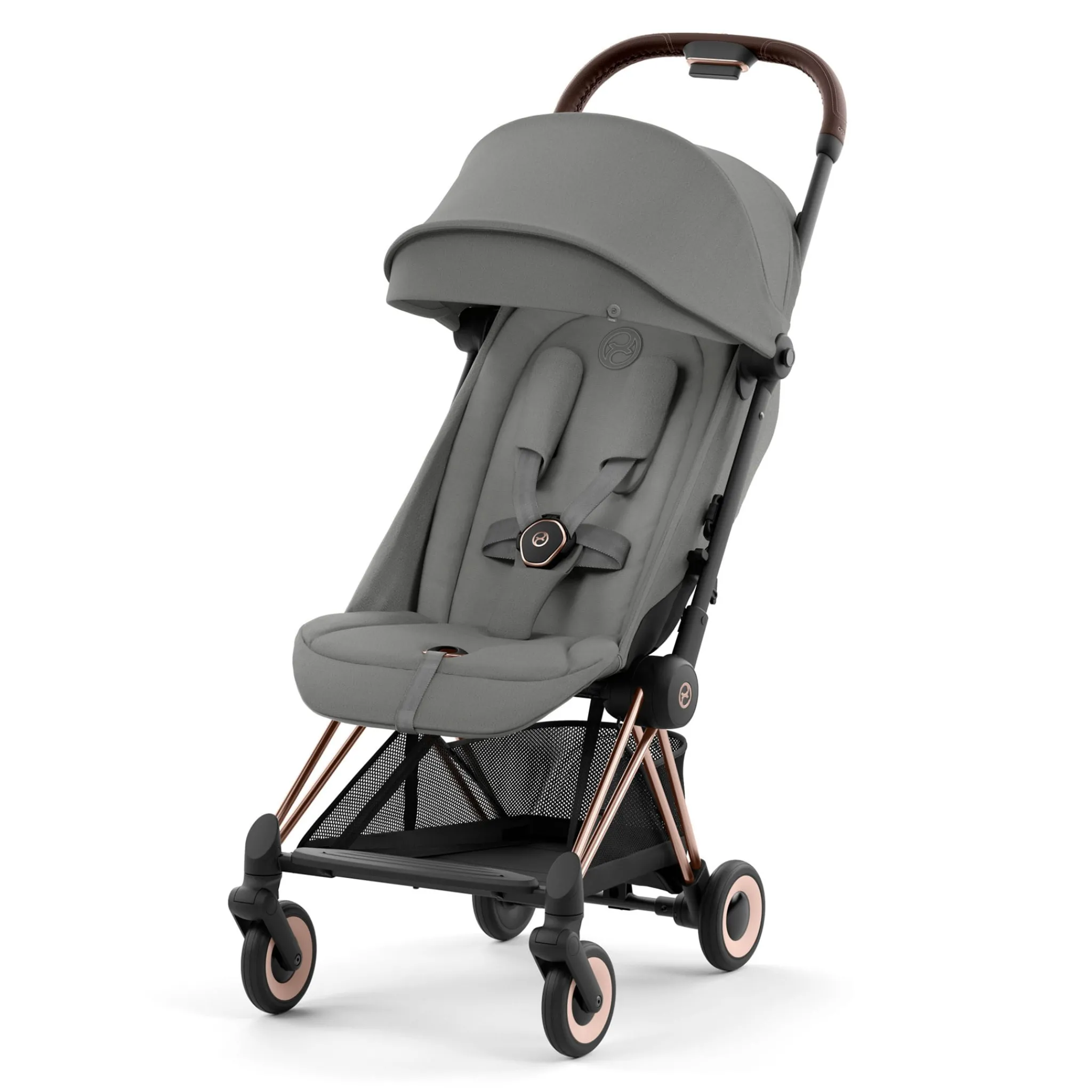 Kids Cybex Strollers|Strollers & Trailers>Coya Stroller - Rose Gold Frame with Mirage Grey Seat