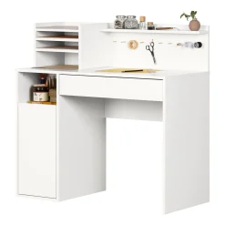 South Shore Desk>Craft Table with Hutch - Crea Pure White