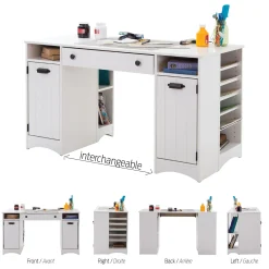South Shore Craft Table with Storage - Artwork Pure White
