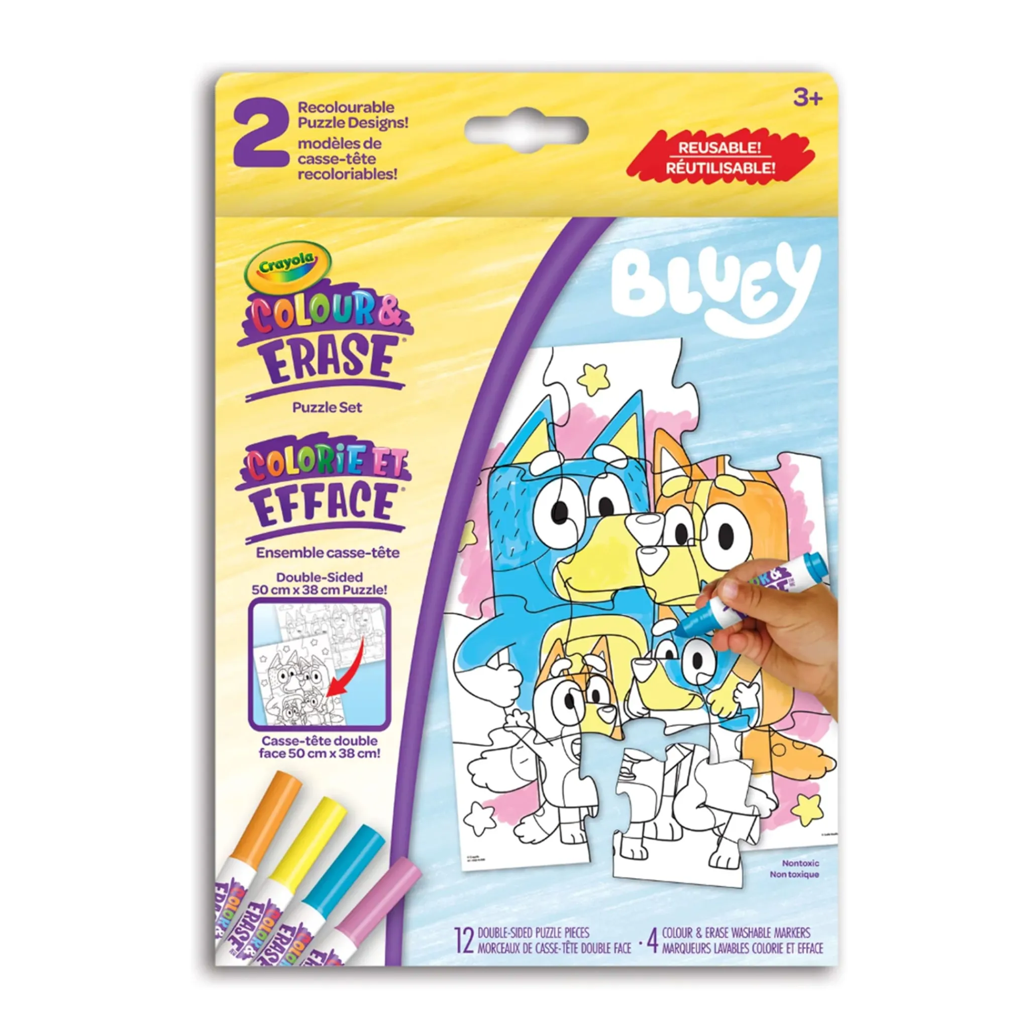 Kids Crayola Colour & Erase Reusable Puzzle Set, Bluey