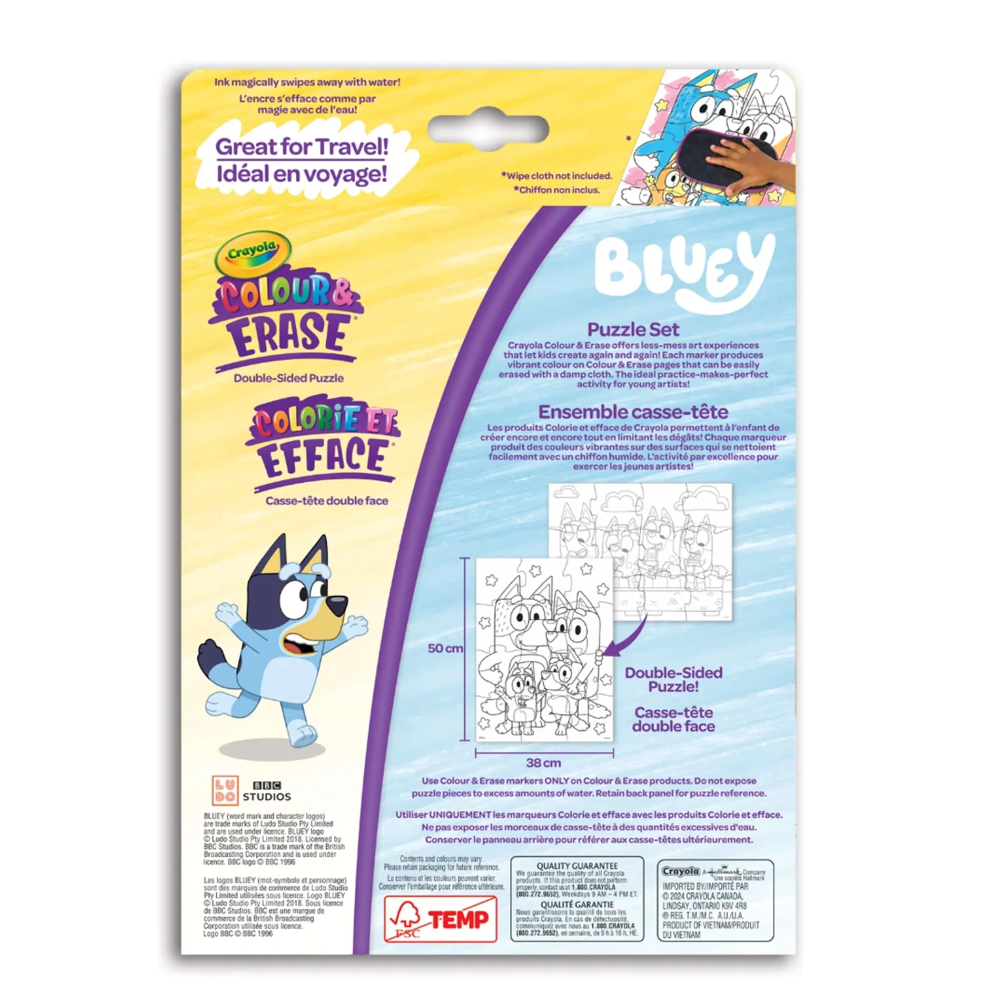 Kids Crayola Colour & Erase Reusable Puzzle Set, Bluey