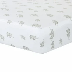 Kids Living Textiles Sheets|Bedding>Crib Fitted Sheet - Grey Elephant