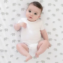 Kids Living Textiles Sheets|Bedding>Crib Fitted Sheet - Grey Elephant