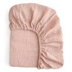 Kids Mushie Crib Fitted Sheet Muslin - Blush