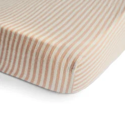 Kids Mushie Crib Fitted Sheet Muslin - Natural Stripe