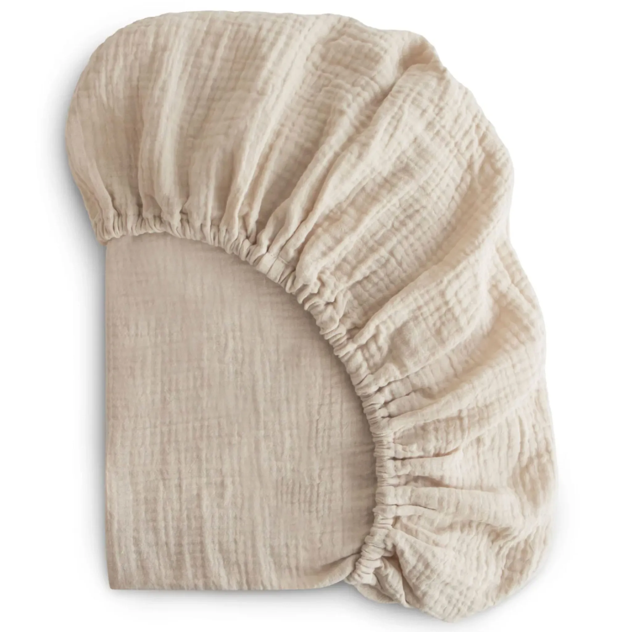 Kids Mushie Sheets|Bedding>Crib Fitted Sheet Muslin - Fog