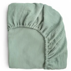 Kids Mushie Sheets|Bedding>Crib Fitted Sheet Muslin -Roman Green