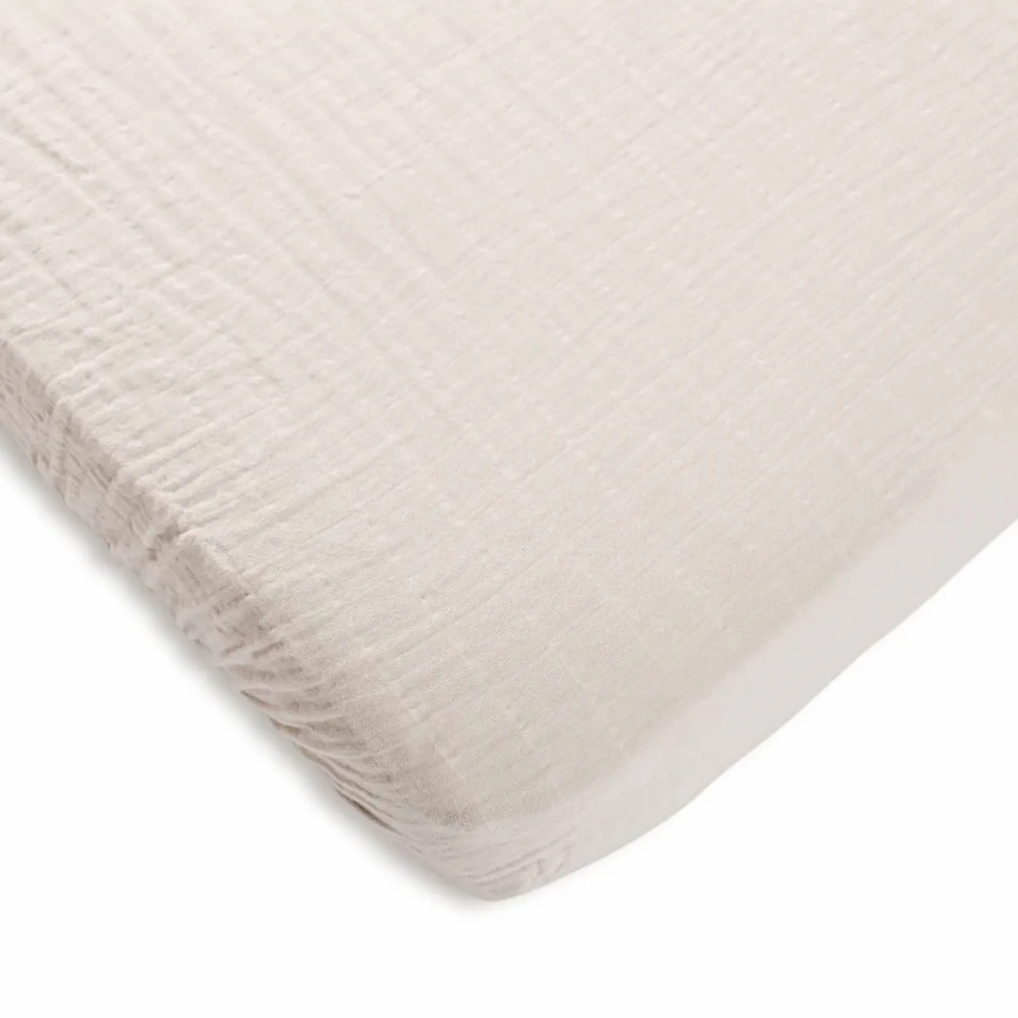 Kids House of Elia Sheets|Bedding>Crib Sheet - Muslin Greige