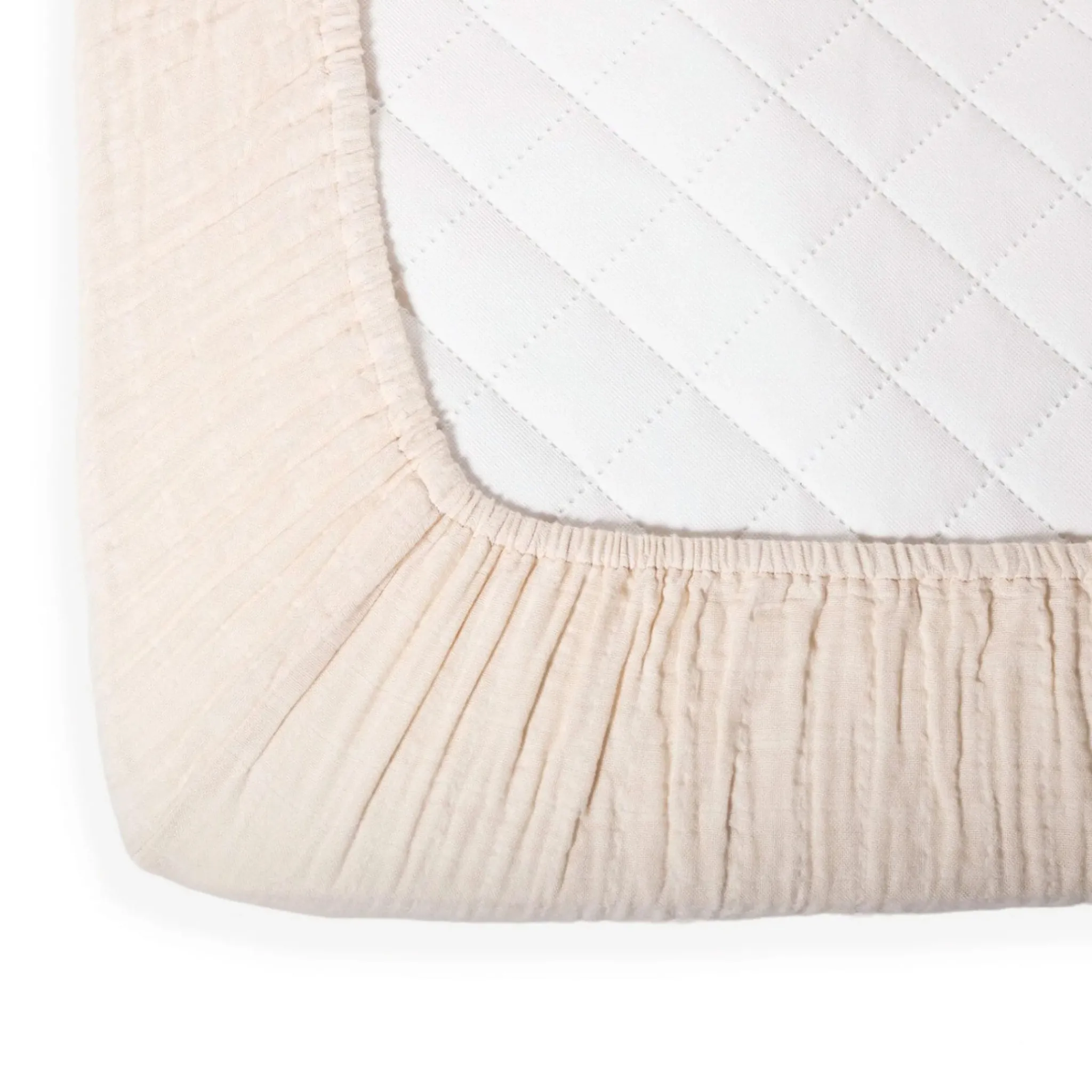 Kids House of Elia Sheets|Bedding>Crib Sheet - Muslin Greige