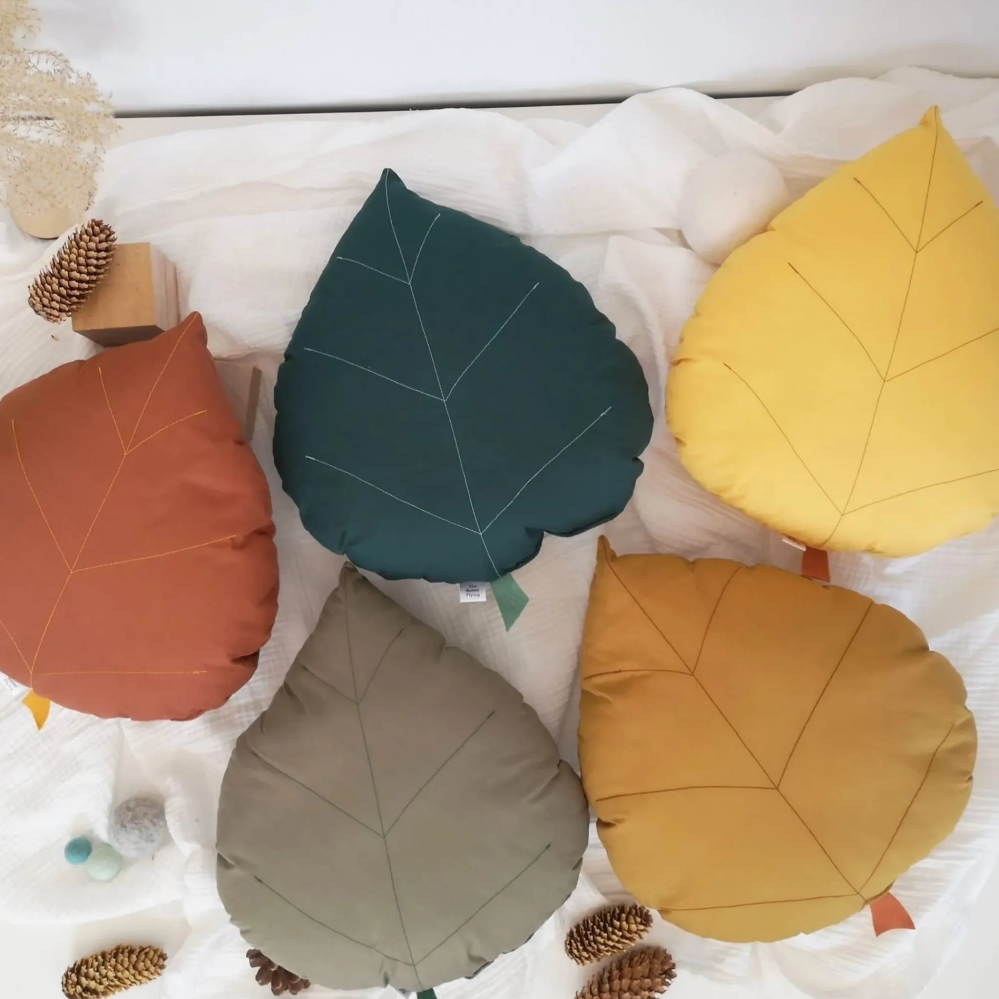 The Butter Flying Cushions>Cushion Birch Leaf - Mustard