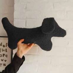 The Butter Flying Dachshund Dog Pillow - Black