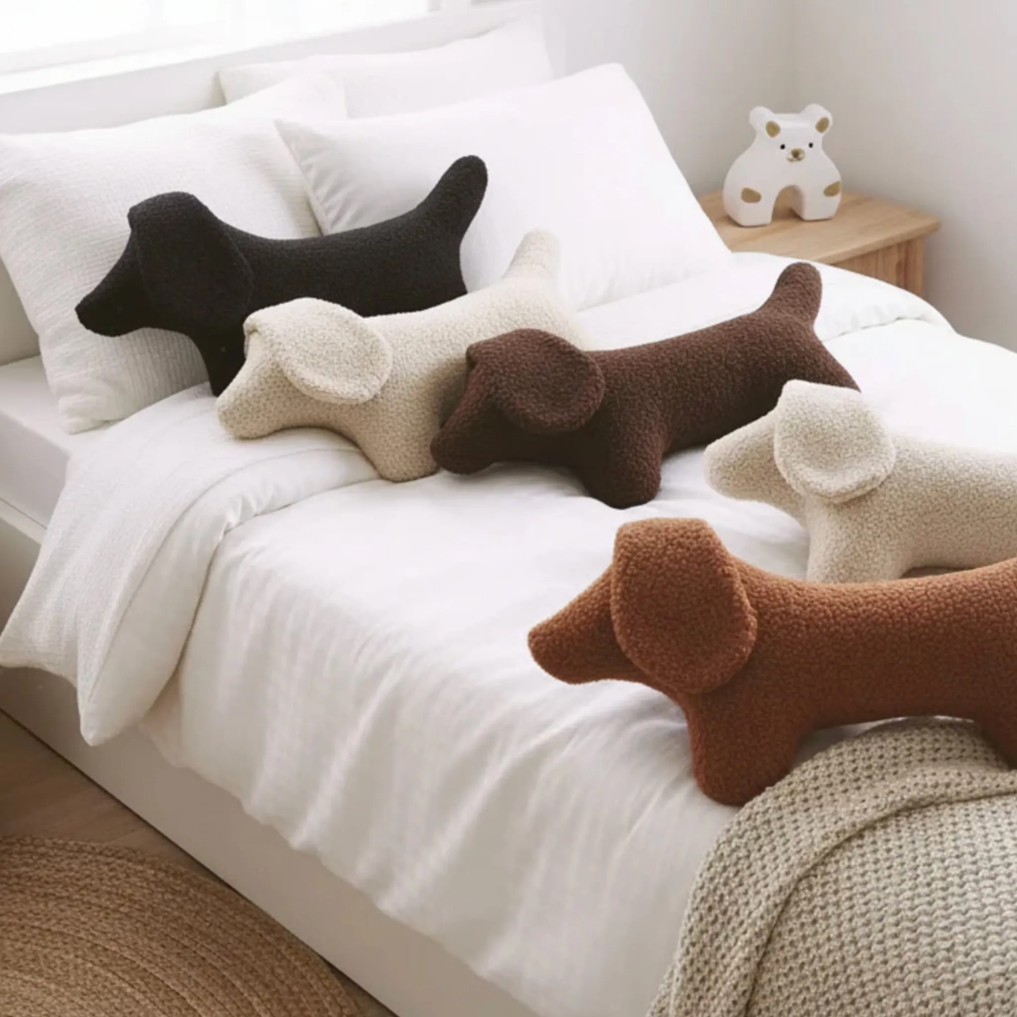 The Butter Flying Dachshund Dog Pillow - Black
