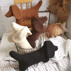The Butter Flying Plush Toys>Dachshund Dog Pillow - Brown