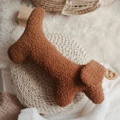 The Butter Flying Dachshund Dog Pillow - Rust