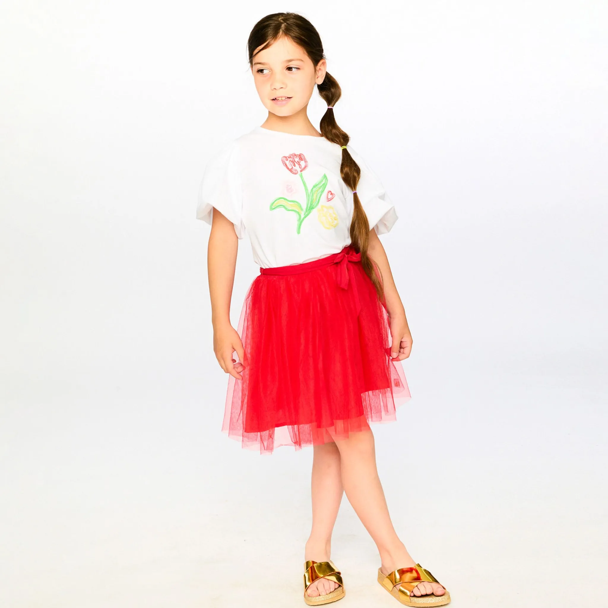 Kids Deux par Deux Tops>Daffodils Flower Top 3-6